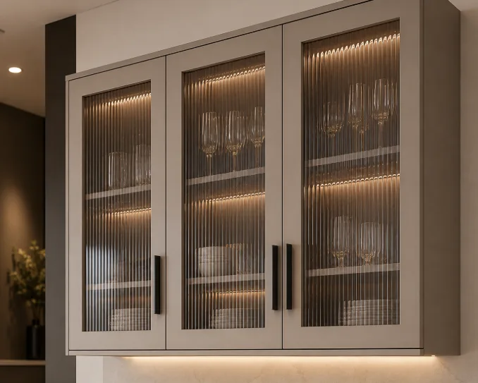 Fluted glass interior finish